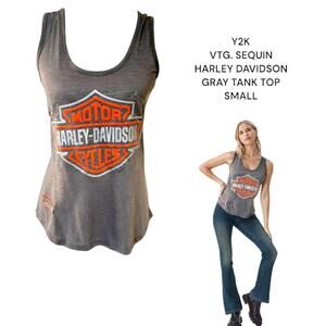 Y2K VTG.‎ Harley Davidson GRAY LOGO SEQUIN TANK TOP SMALL #2